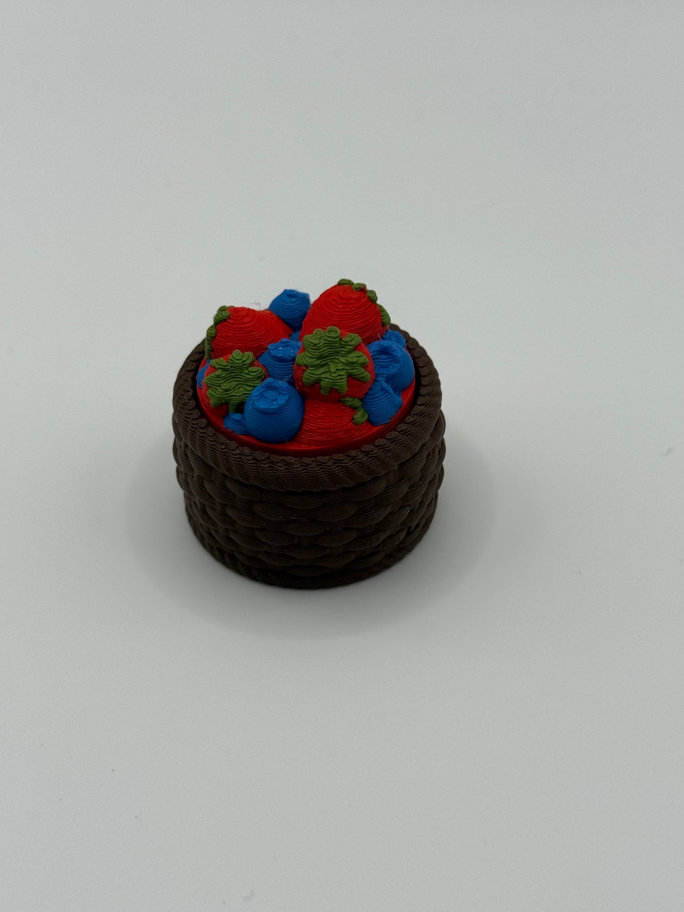 Strawberry & Blueberry Basket Fidget Clicker Keychain