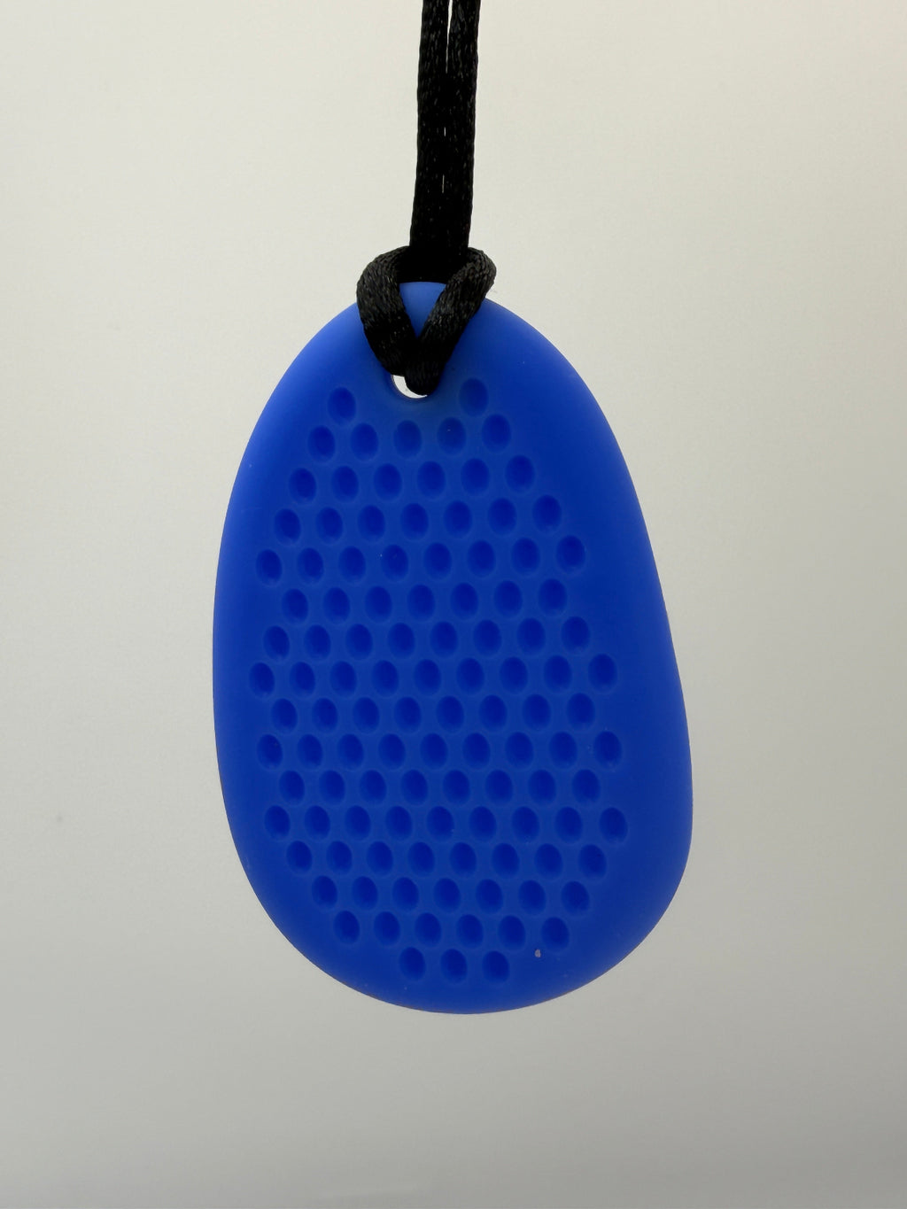 Medium Blue Textured Worry Stone Chewlery Necklace