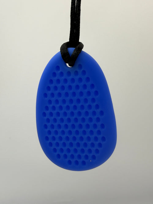 Blue Dual Texture Worry Stone Sensory Chew Necklace