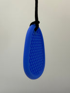 Medium Blue Textured Worry Stone Chewlery Necklace