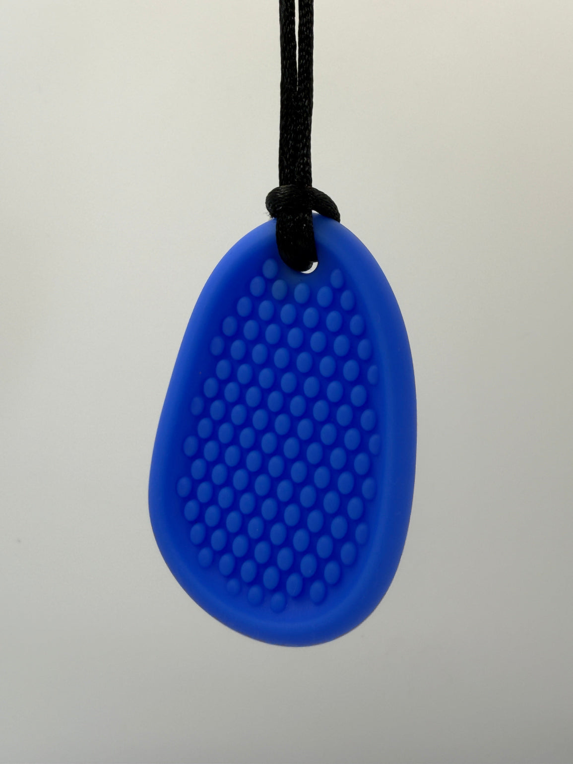 Medium Blue Textured Worry Stone Chewlery Necklace