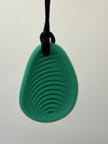 Medium Green Ribbed Worry Stone Chewlery Necklace