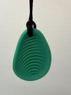 Medium Green Ribbed Worry Stone Chewlery Necklace