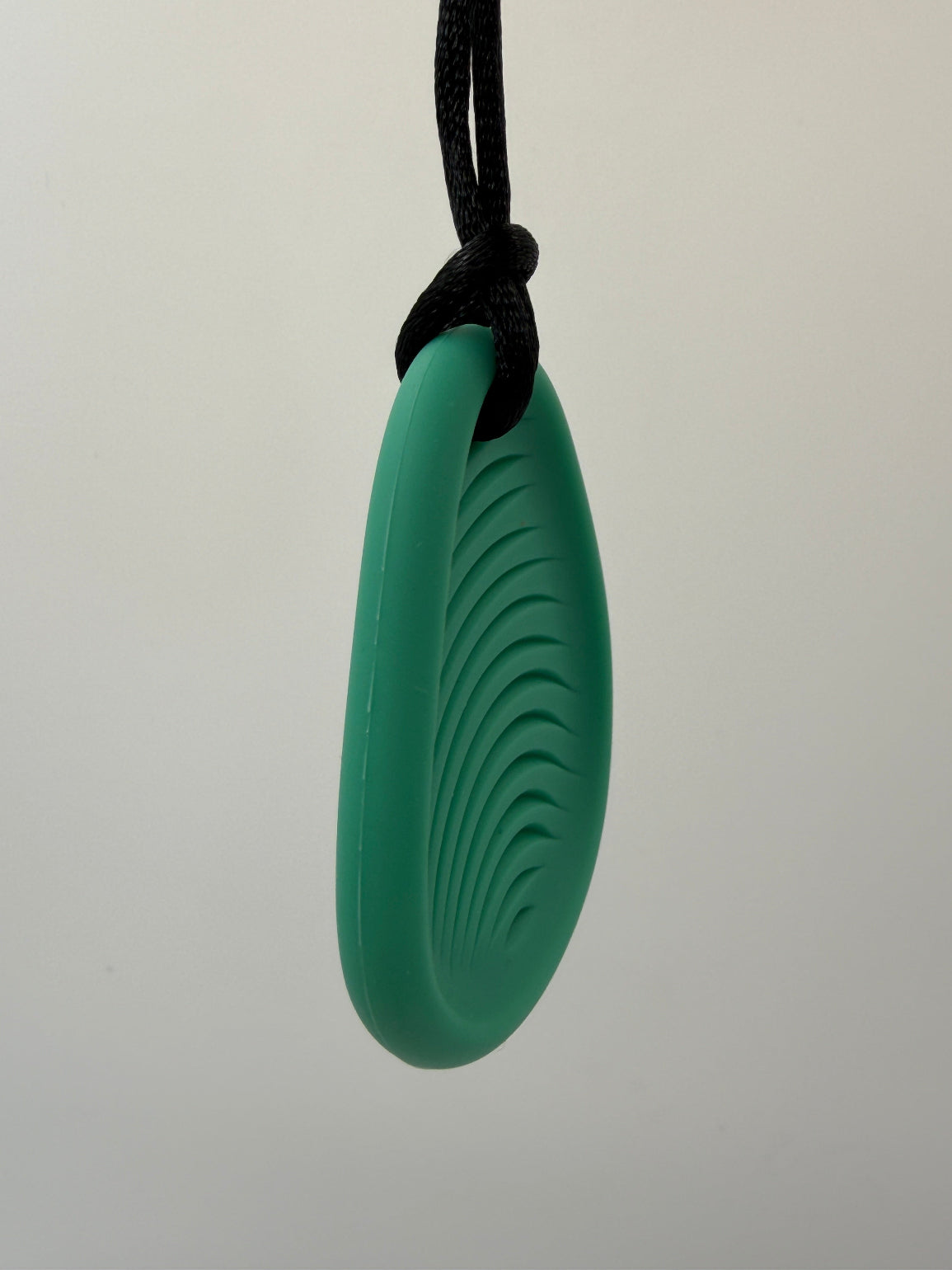 Medium Green Ribbed Worry Stone Chewlery Necklace