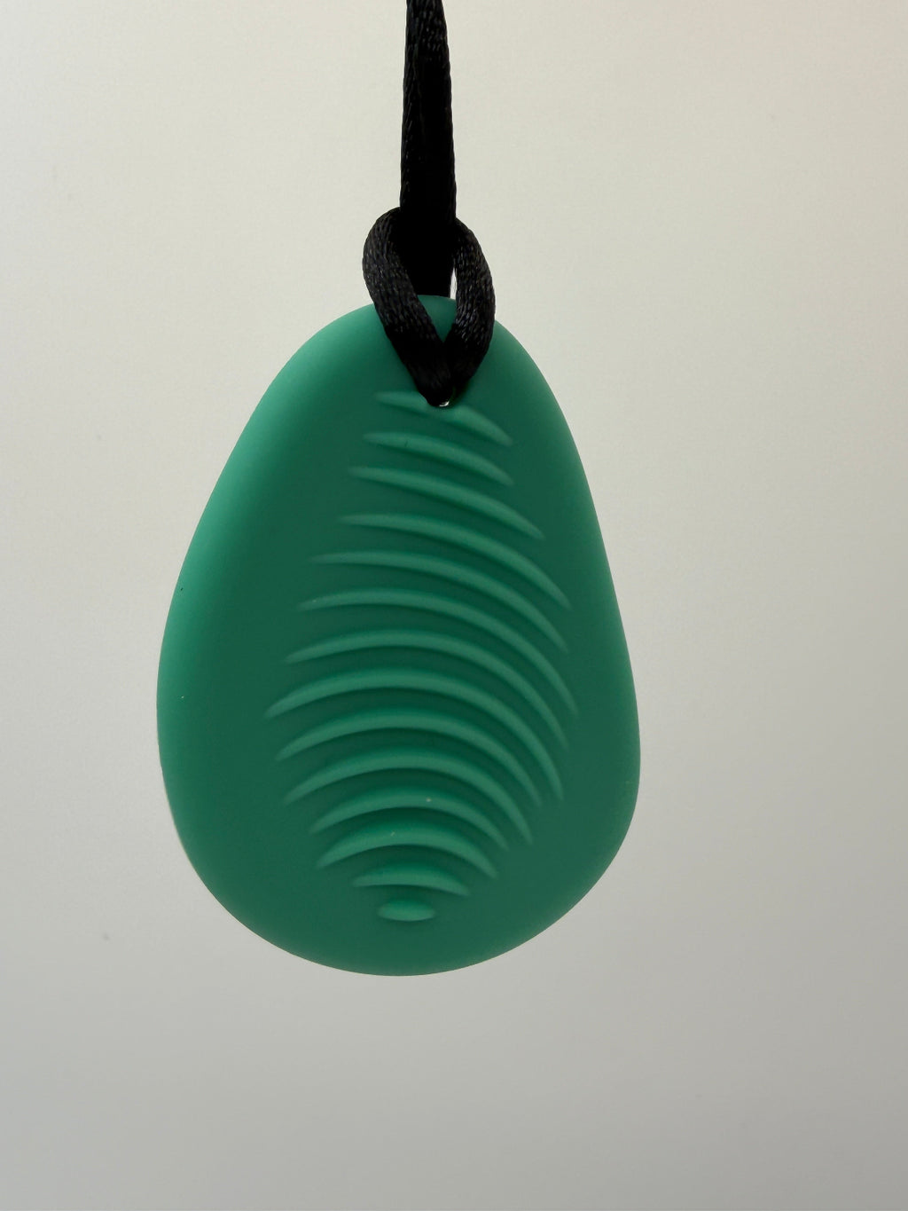 Medium Green Ribbed Worry Stone Chewlery Necklace