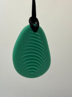 Medium Green Ribbed Worry Stone Chewlery Necklace