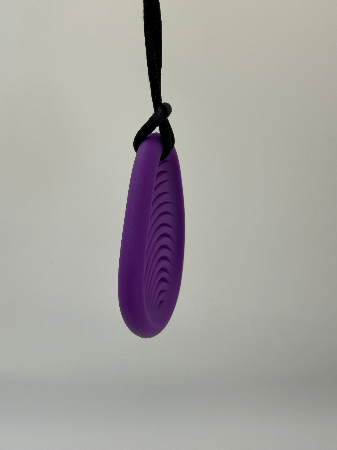 Medium Purple Ribbed Worry Stone Chewlery Necklace