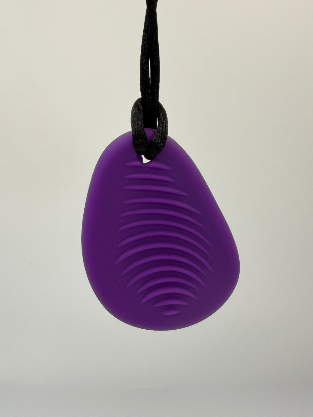 Medium Purple Ribbed Worry Stone Chewlery Necklace