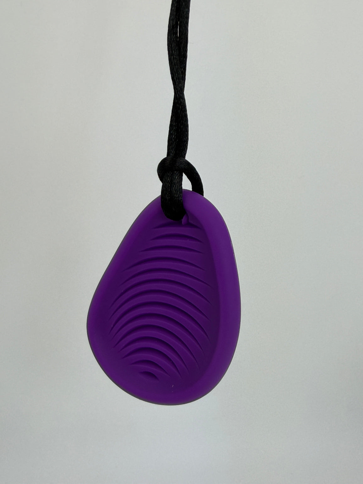 Medium Purple Ribbed Worry Stone Chewlery Necklace