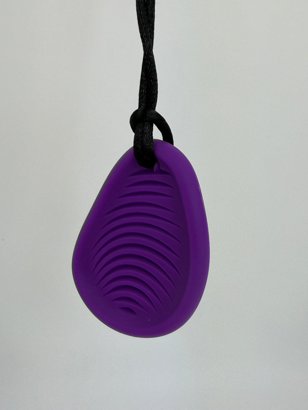 Medium Purple Ribbed Worry Stone Chewlery Necklace