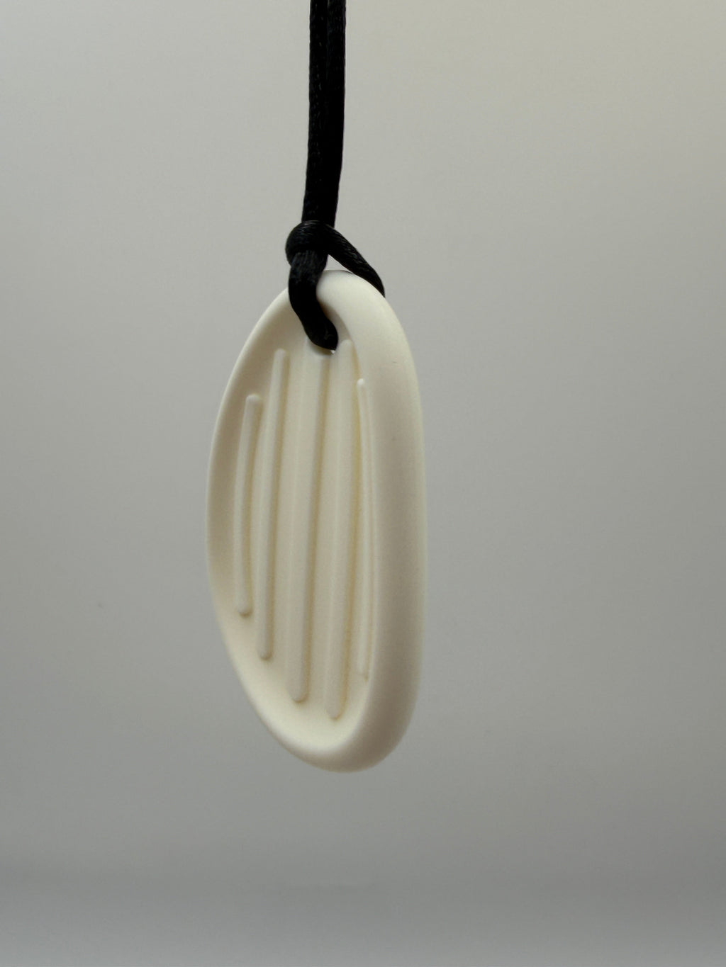Medium White Oval Worry Stone Chewlery Necklace