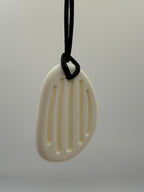 Medium White Oval Worry Stone Chewlery Necklace