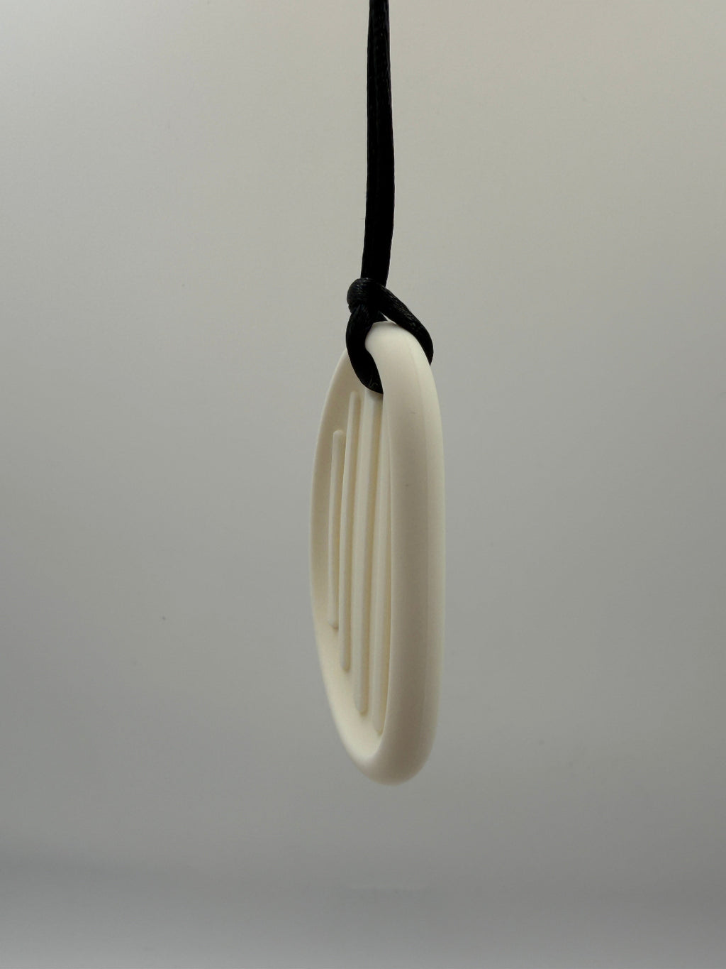 Medium White Oval Worry Stone Chewlery Necklace