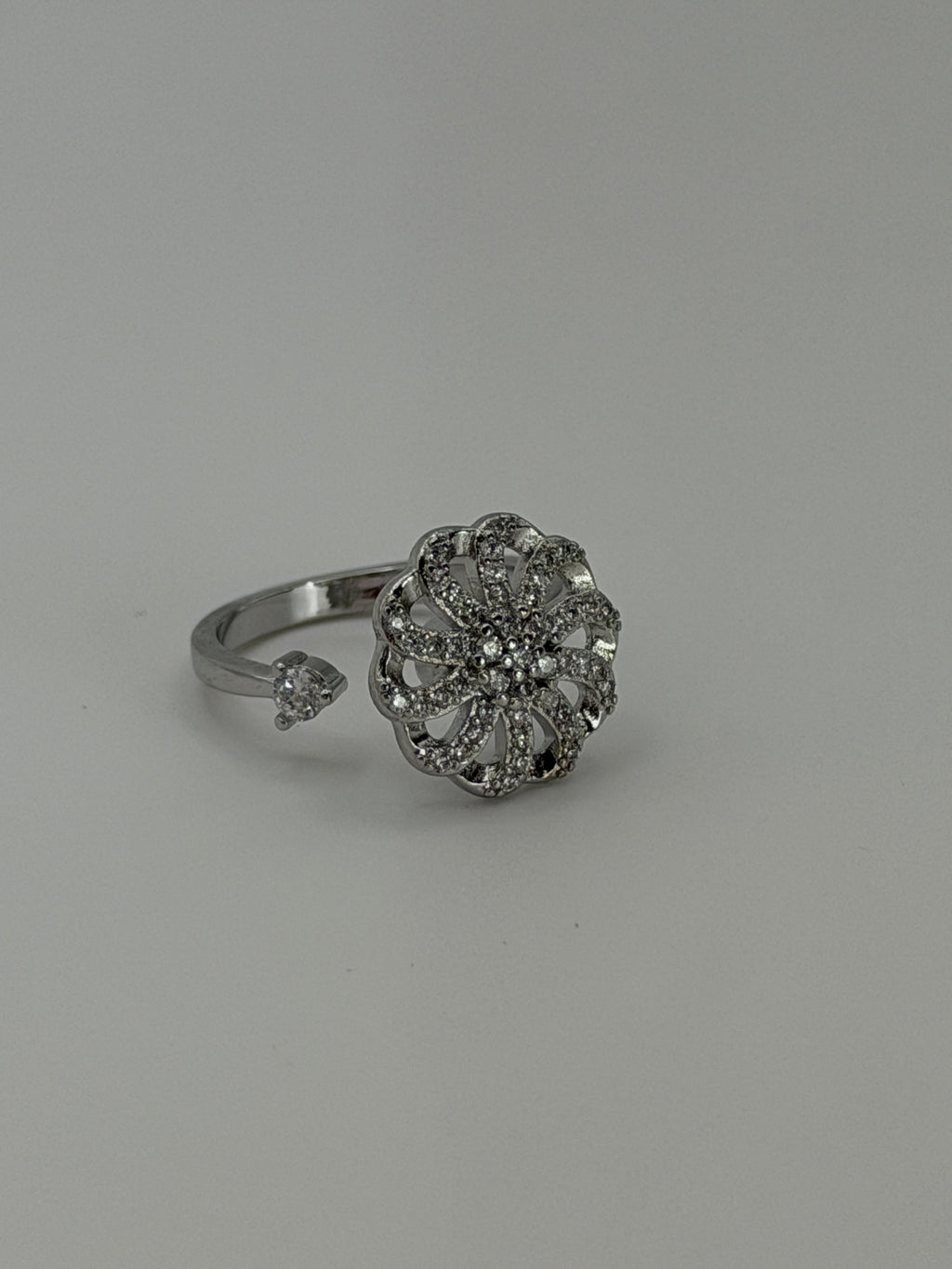 Pinwheel Crystal Spinner Fidget Ring