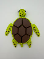 A green and brown shelled fidget clicker turtle.