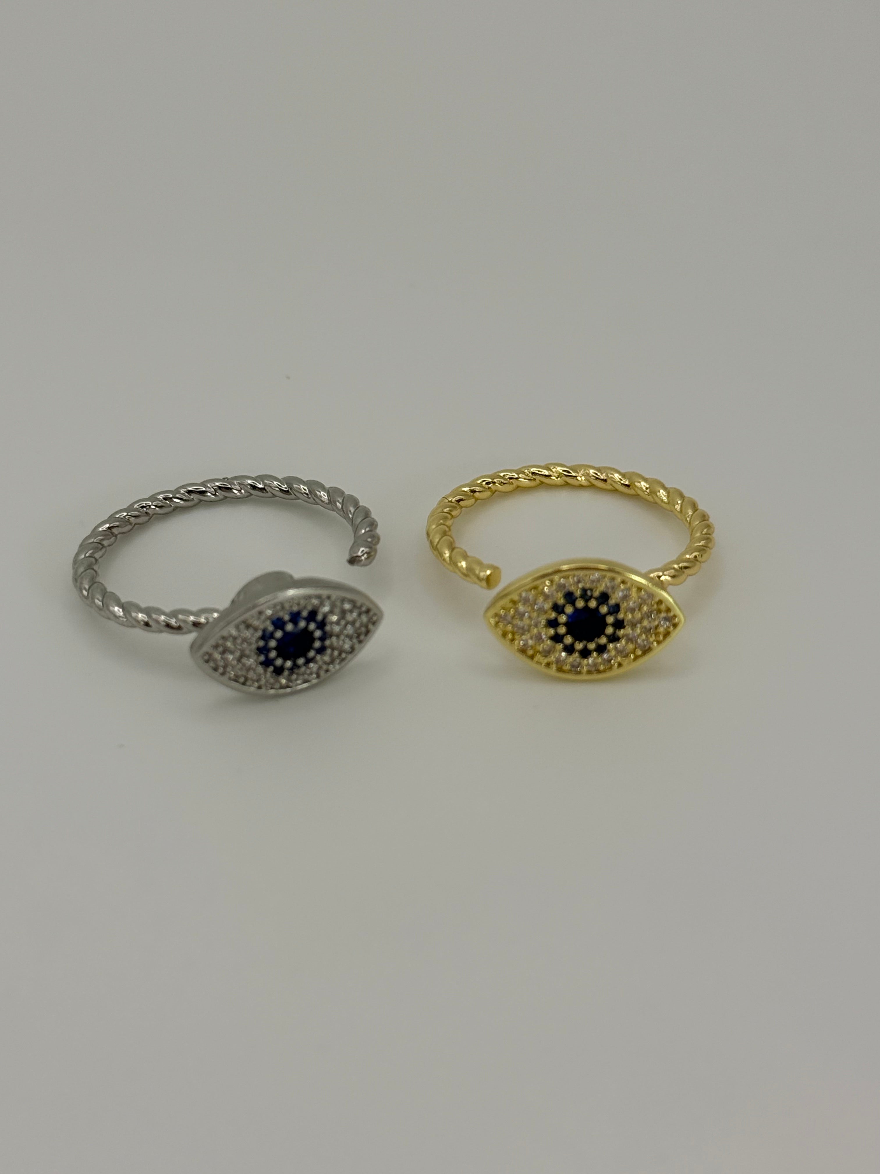 Oval Evil Eye Spinner Fidget Ring