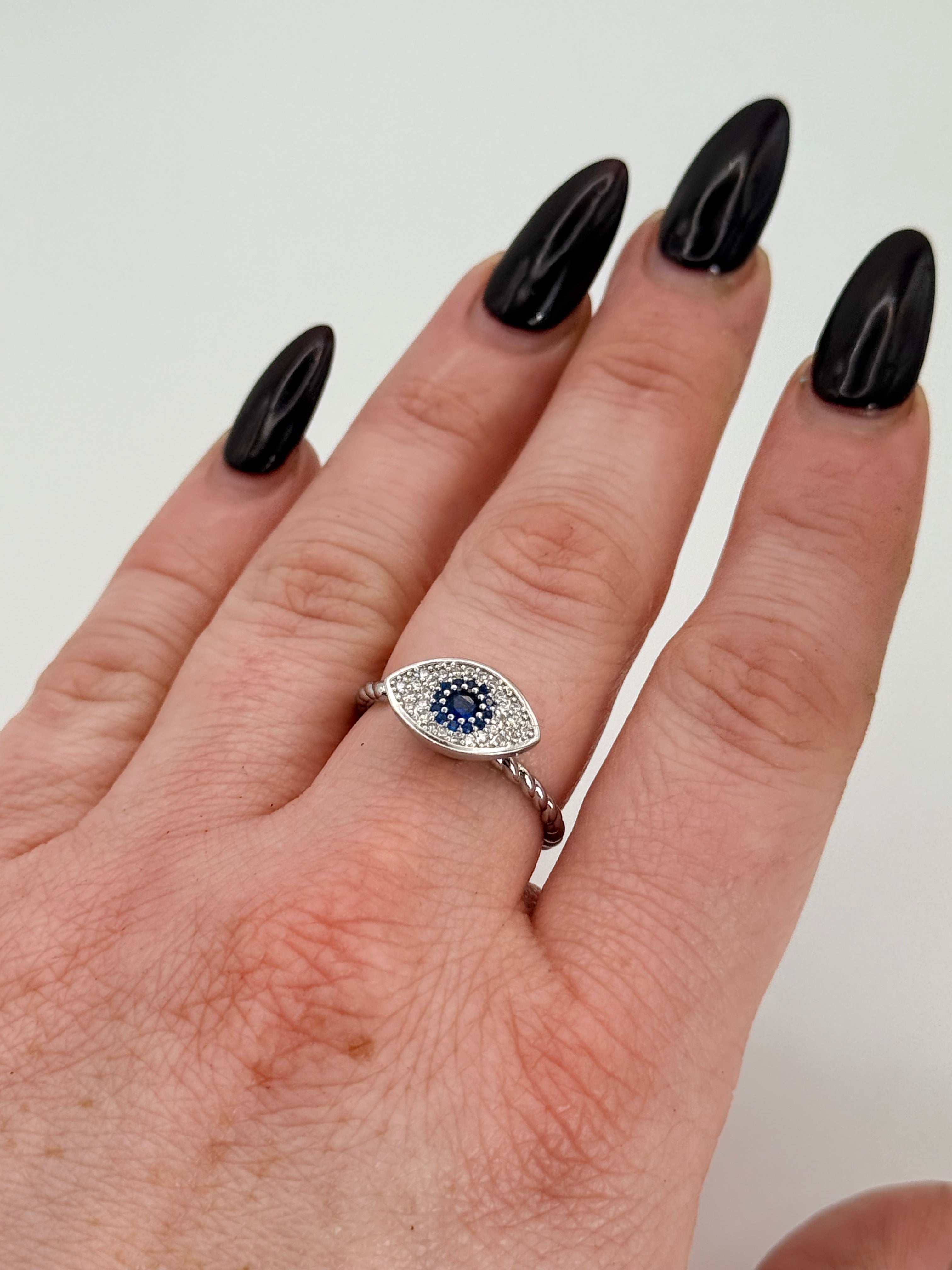 Oval Evil Eye Spinner Fidget Ring