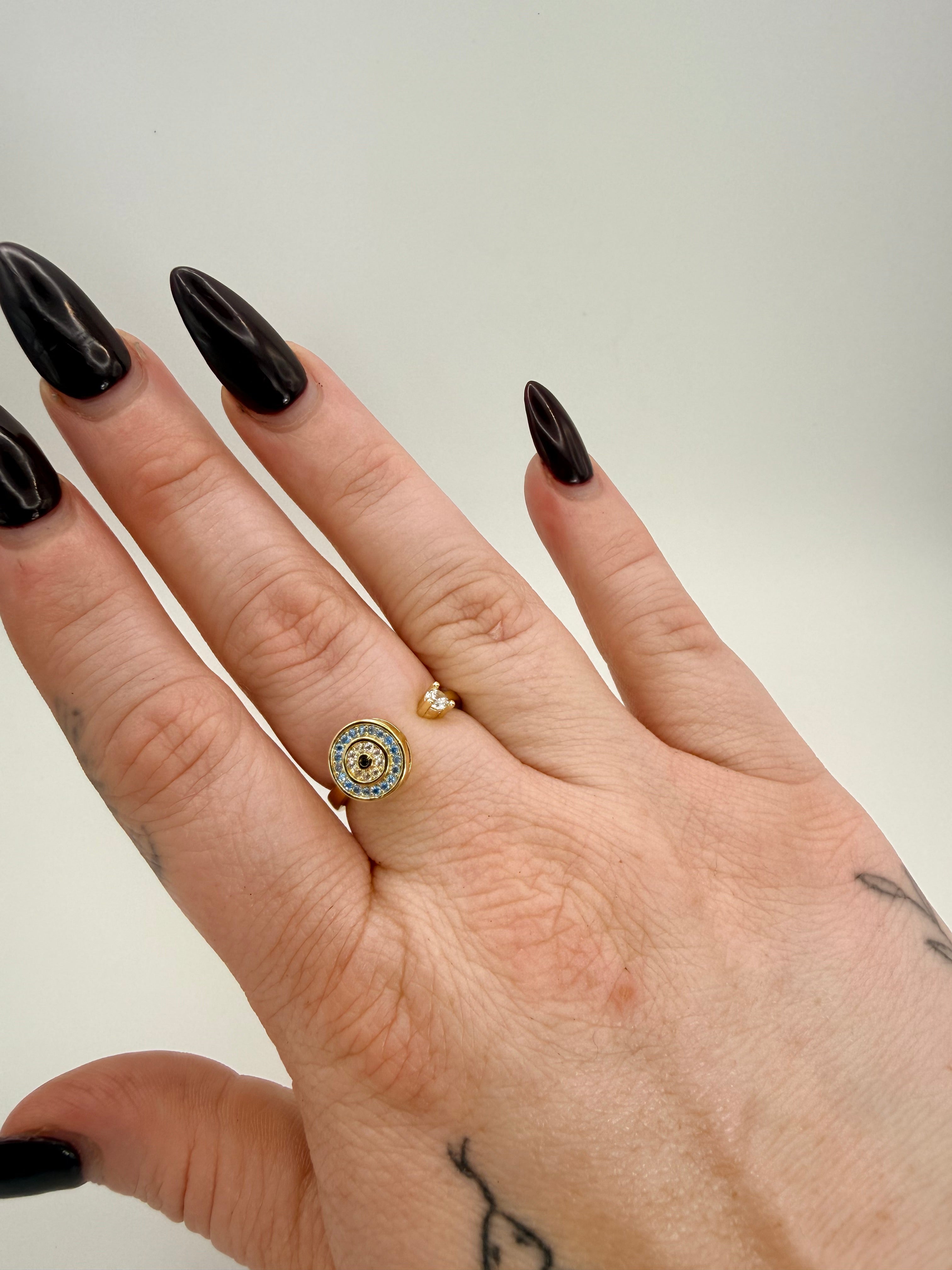 Circular Evil Eye Spinner Fidget Ring