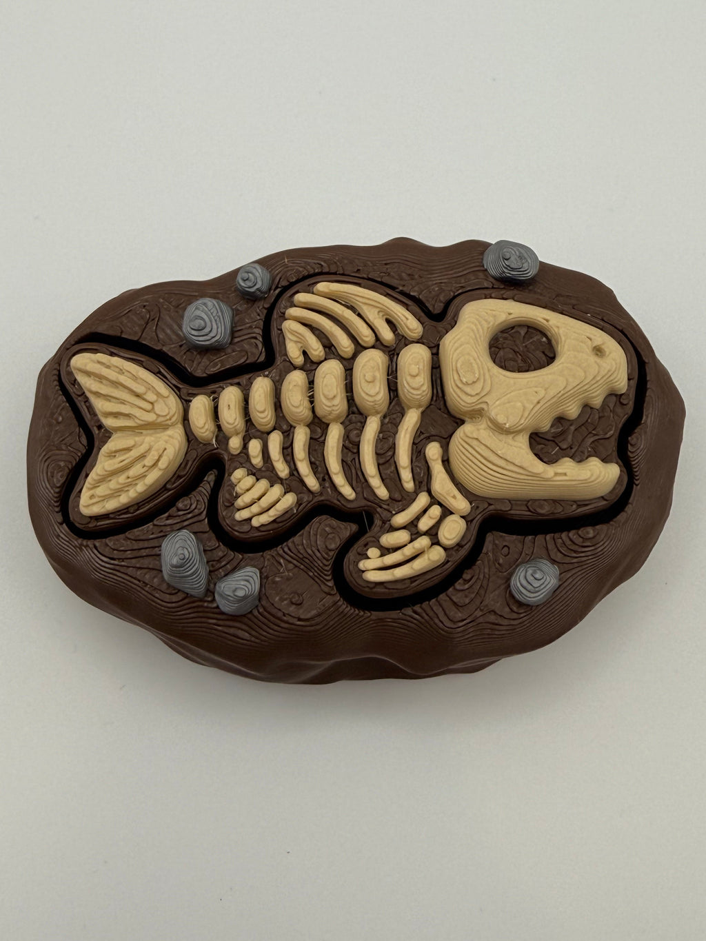 Fossil Fish Fidget Clicker Keychain