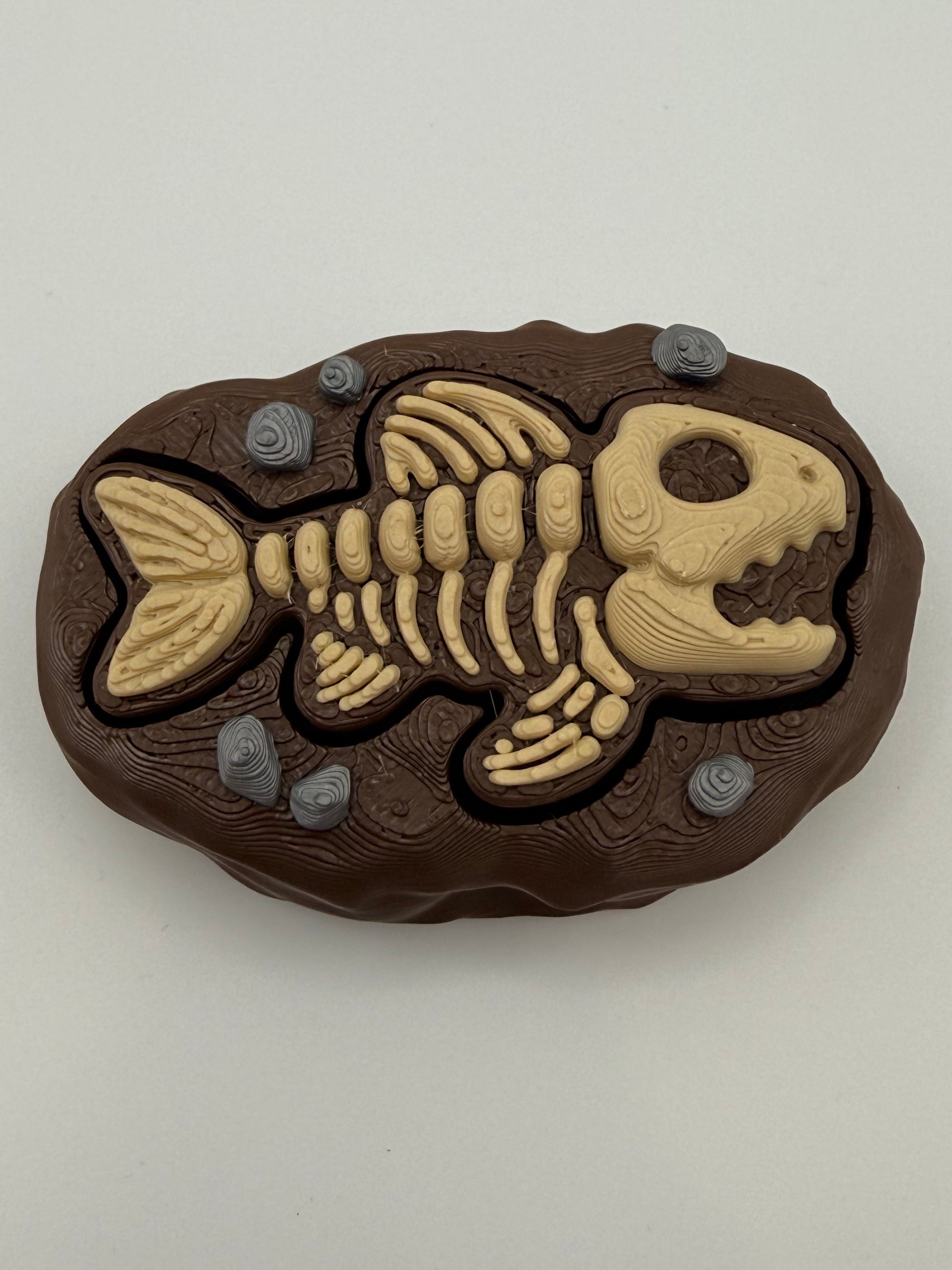 Fossil Fish Fidget Clicker Keychain