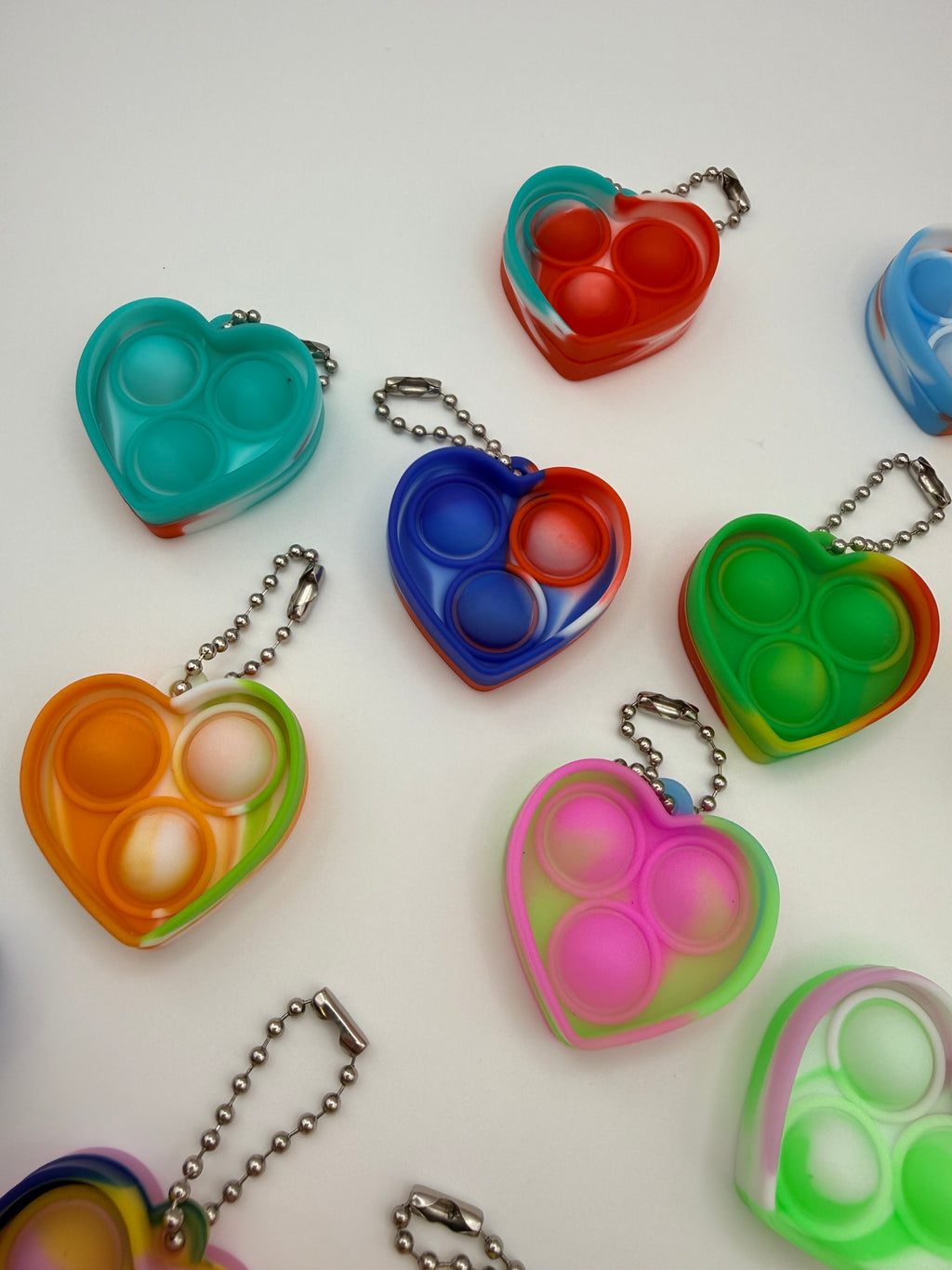 Love Heart Pop It Keychain Assorted Colours