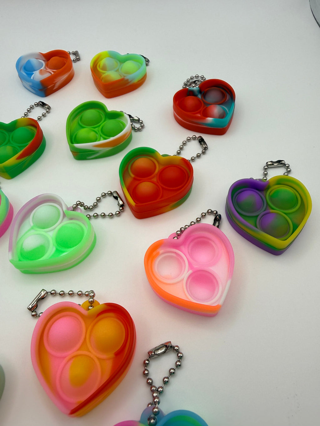 Love Heart Pop It Keychain Assorted Colours