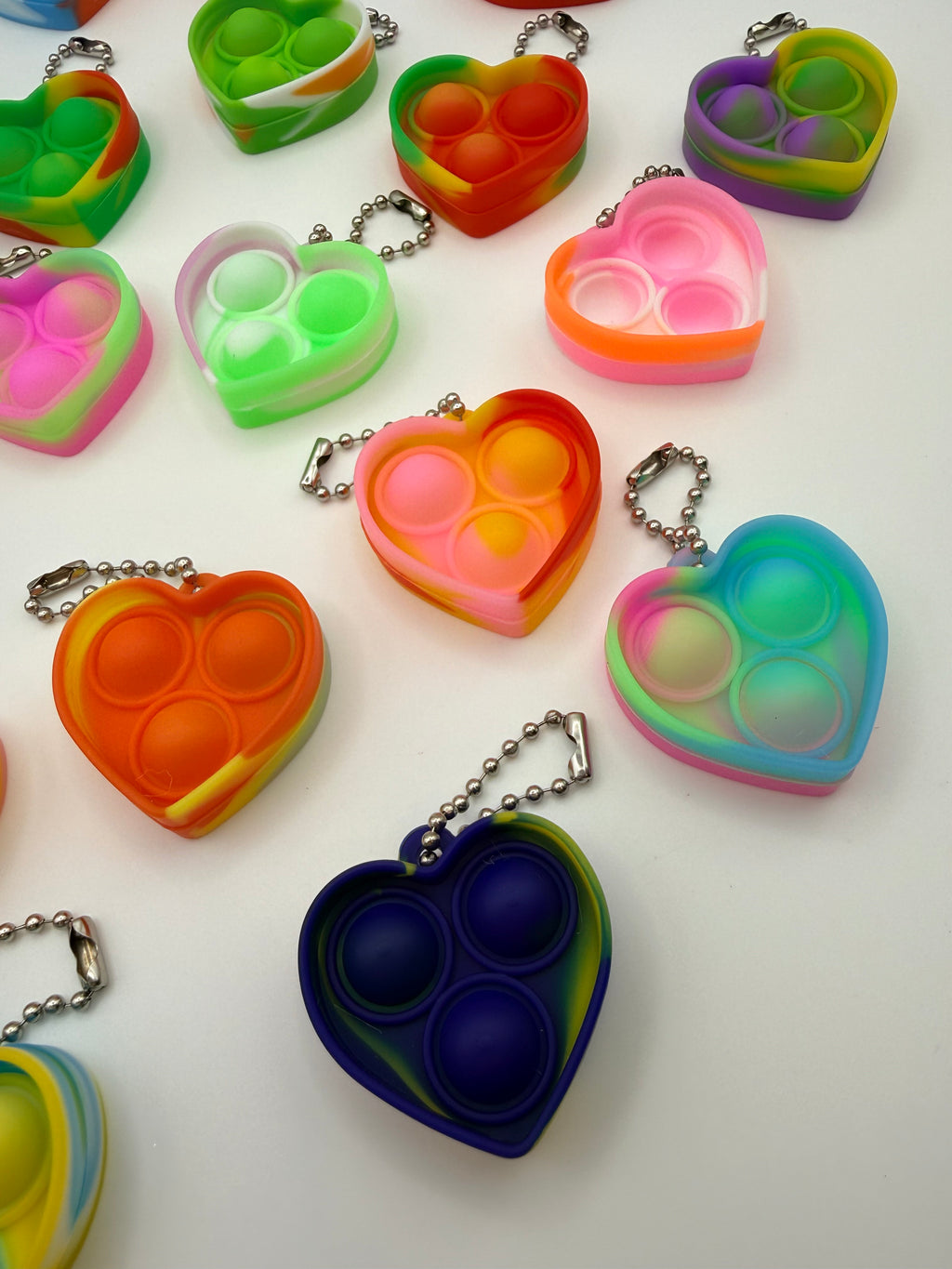Love Heart Pop It Keychain Assorted Colours