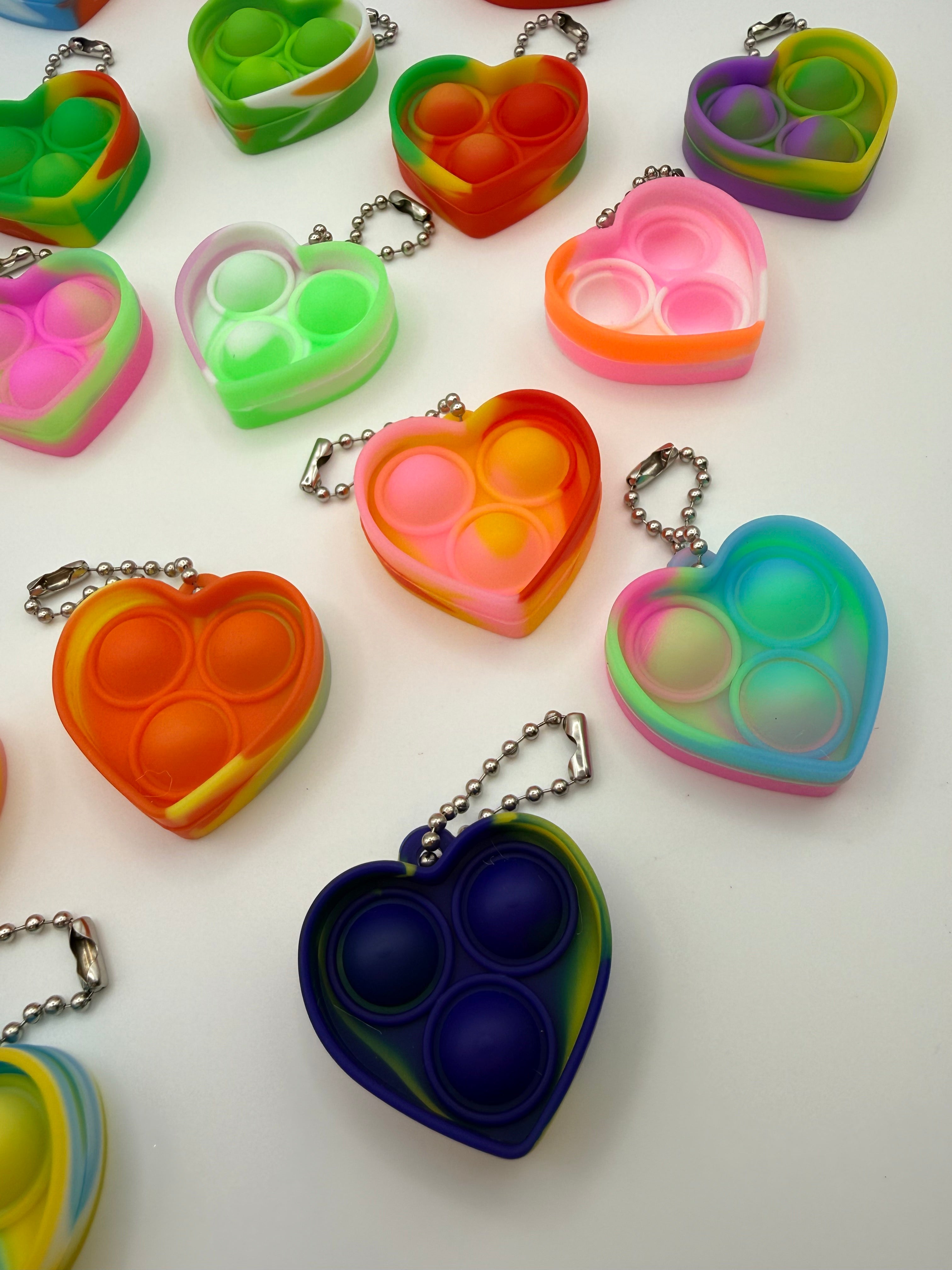 Love Heart Pop It Keychain Assorted Colours