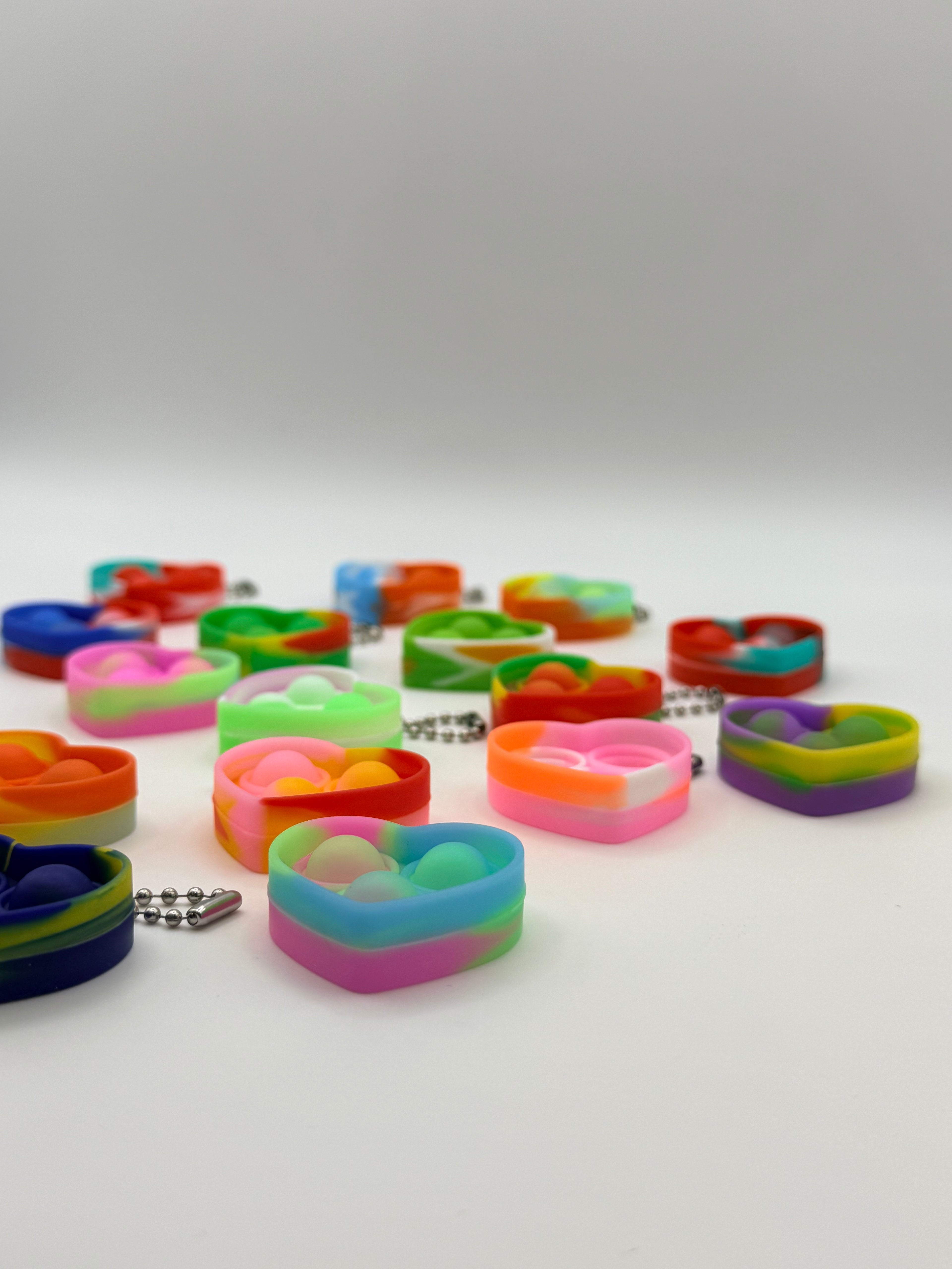 Love Heart Pop It Keychain Assorted Colours