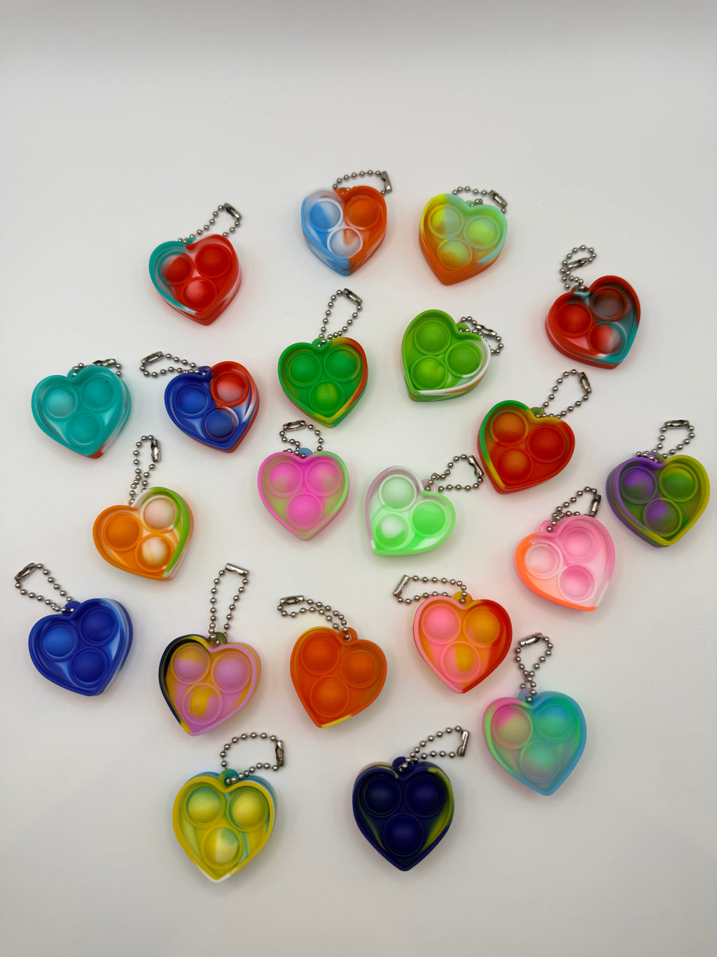 Love Heart Pop It Keychain Assorted Colours