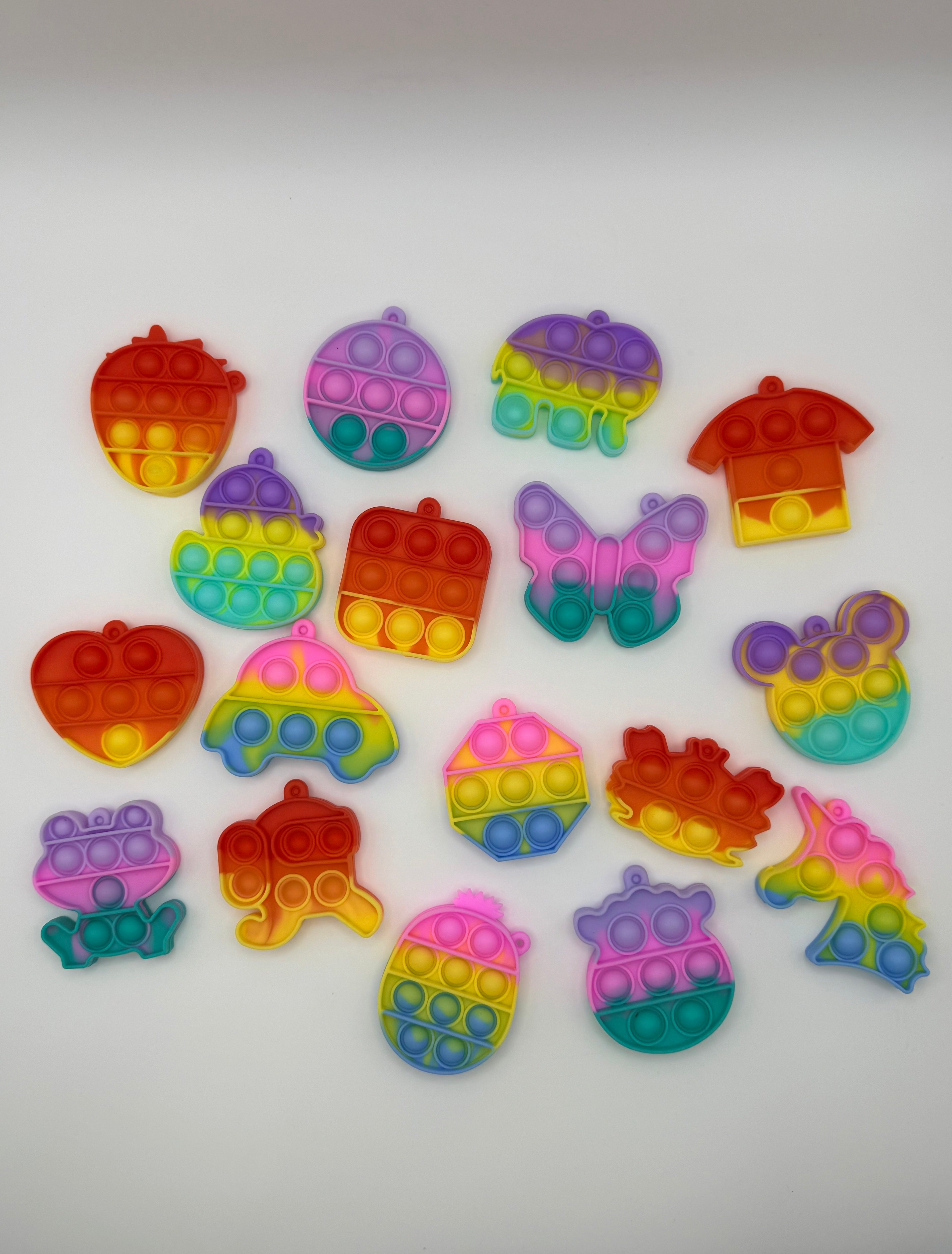 Mini Pop It Keychain Fidget Toy Assorted Shapes & Colours