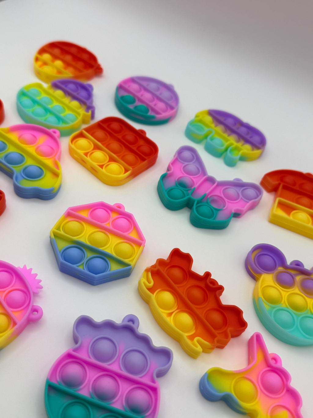 Mini Pop It Keychain Fidget Toy Assorted Shapes & Colours