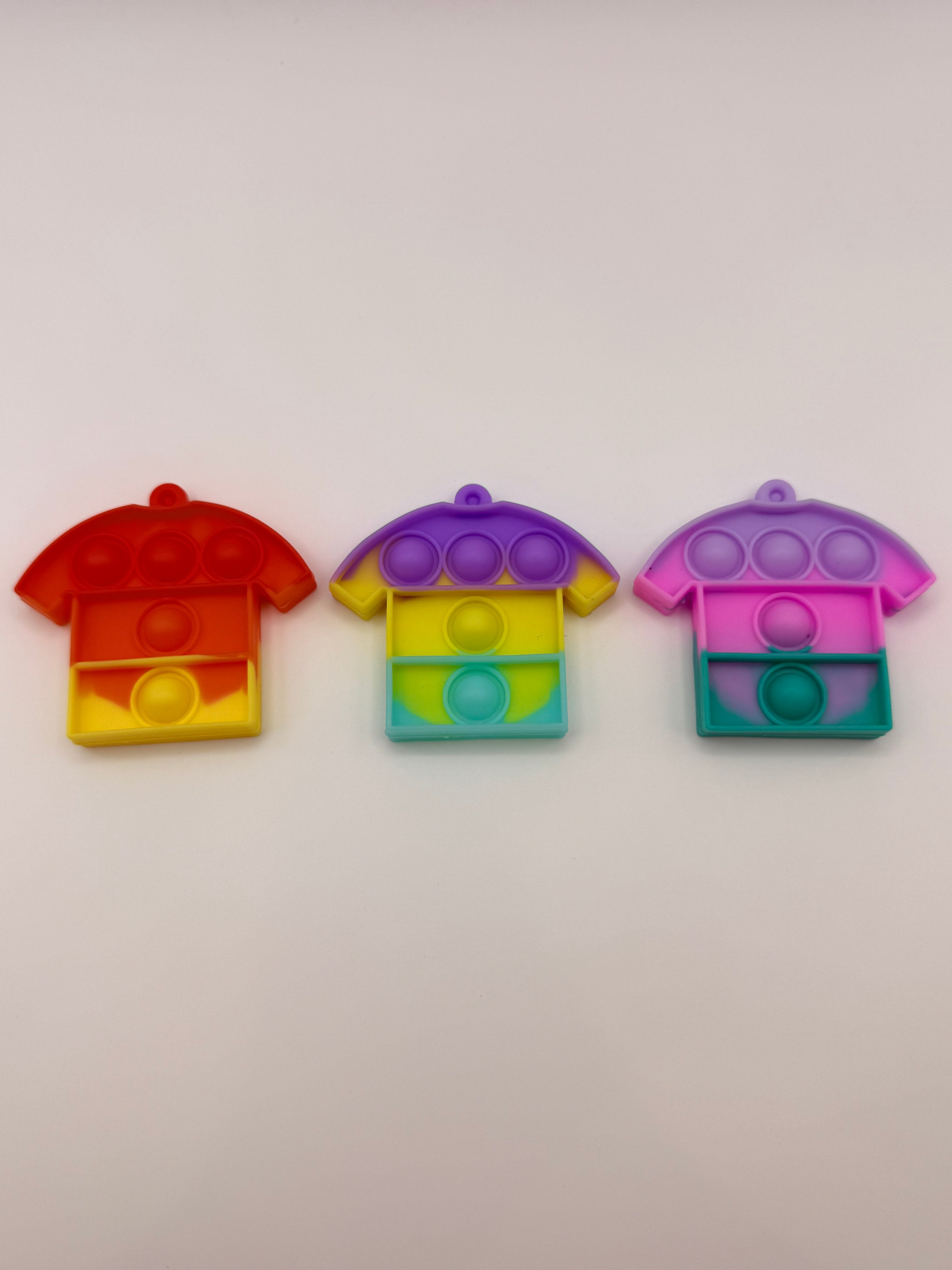 Mini Pop It Keychain Fidget Toy Assorted Shapes & Colours