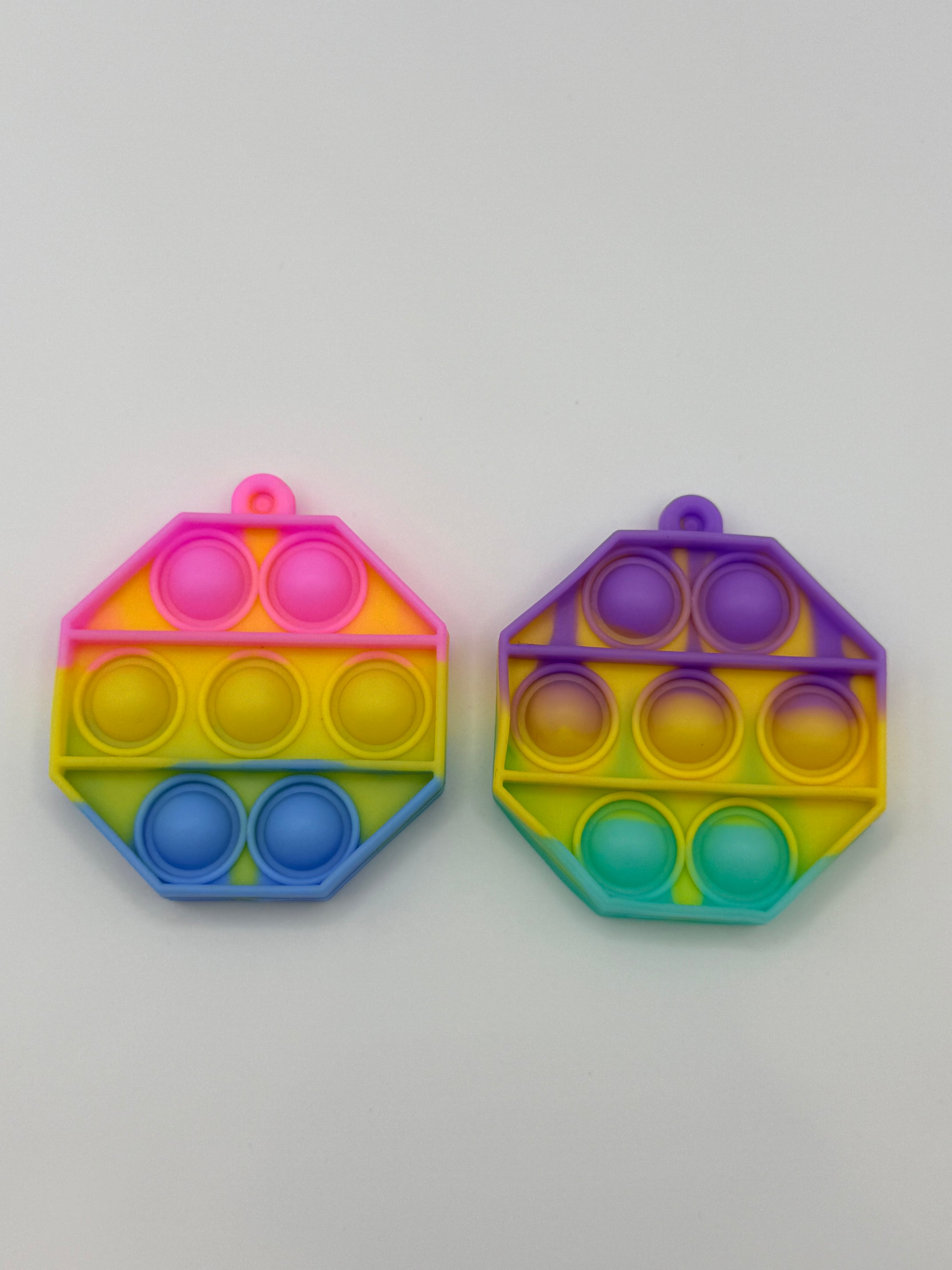 Mini Pop It Keychain Fidget Toy Assorted Shapes & Colours