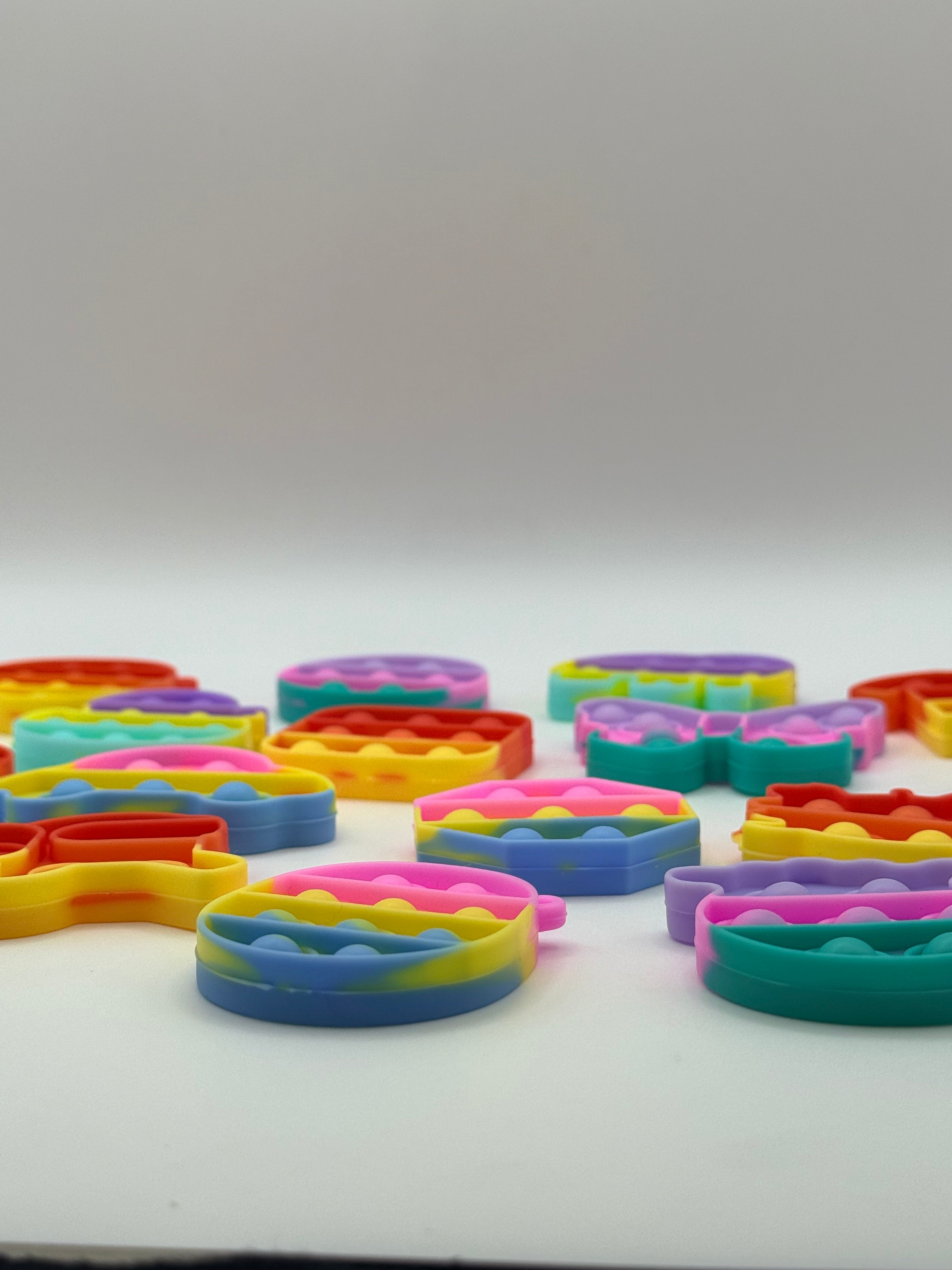Mini Pop It Keychain Fidget Toy Assorted Shapes & Colours