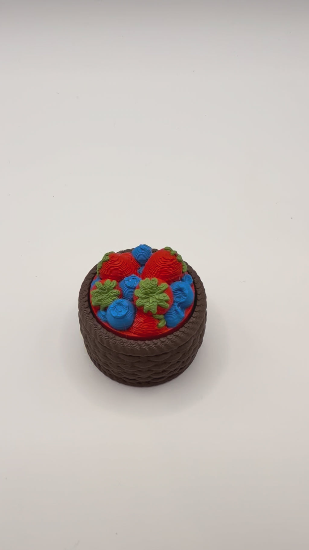 Strawberry & Blueberry Basket Fidget Clicker Keychain
