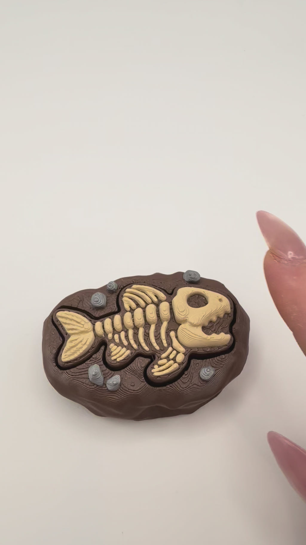 Fossil Fish Fidget Clicker Keychain