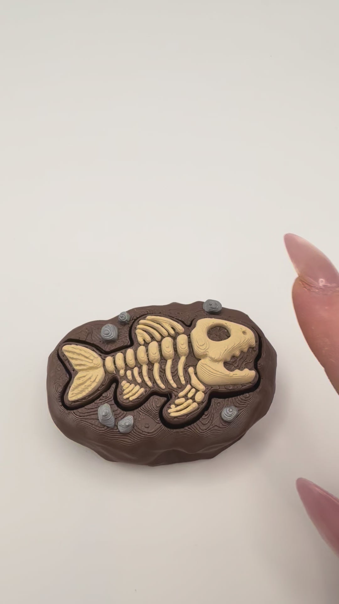 Fossil Fish Fidget Clicker Keychain