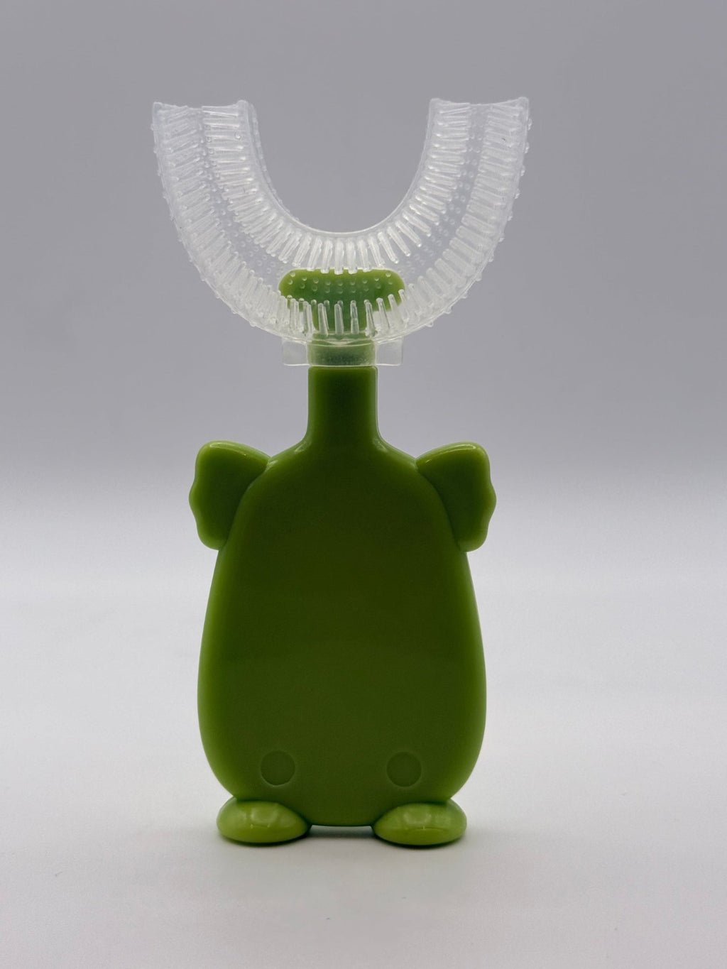 Green koala U-shape sensory tooth brush rear view.