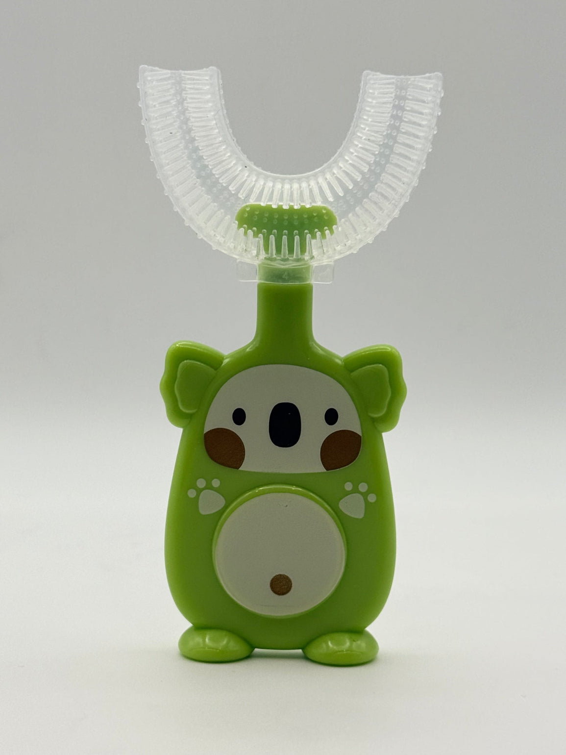 Green koala U-shape sensory tooth brush front view.